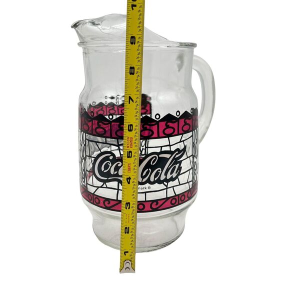 Coca-Cola Pitcher 9-Inch 72 oz Retro Stained-Glass Design Vintage Art Deco 70s - Picture 9 of 9